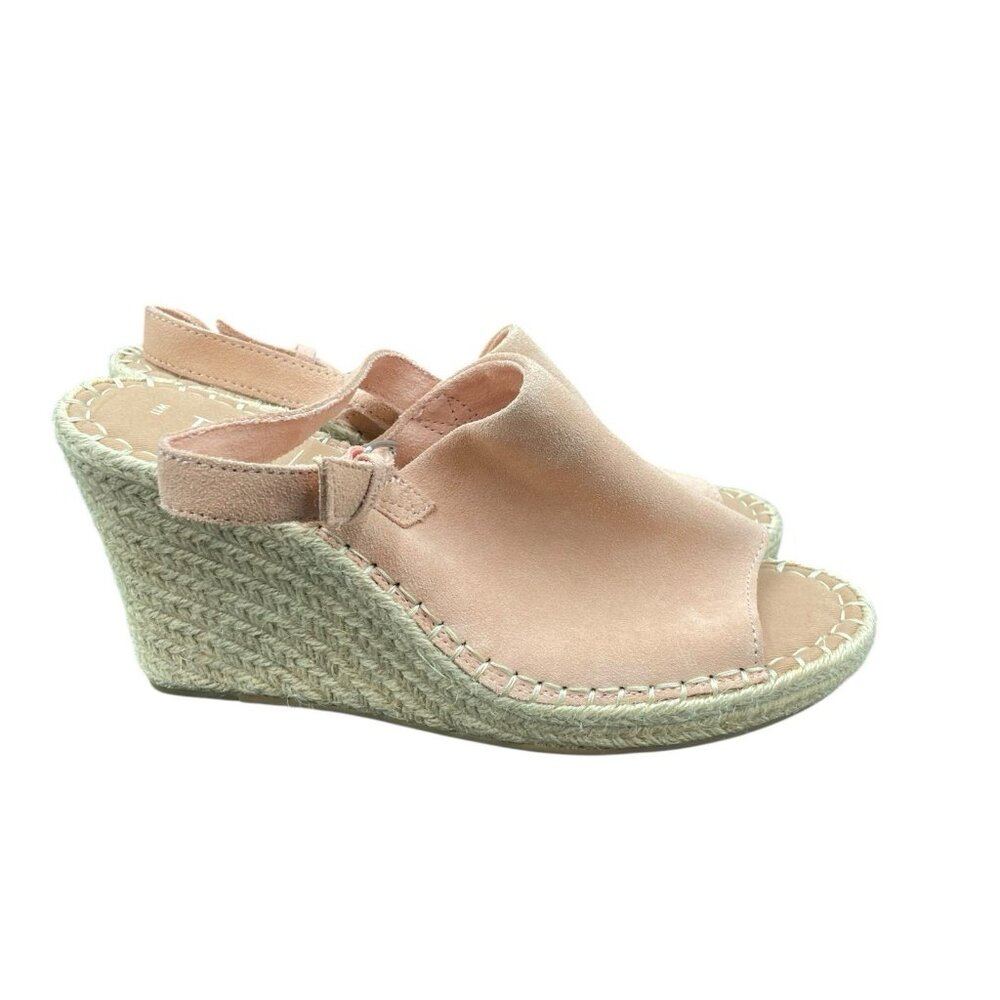 TOMS Monica Espadrille Sandal Platform Wedge Blush Pink Suede Women's 11 New - Picture 5 of 7